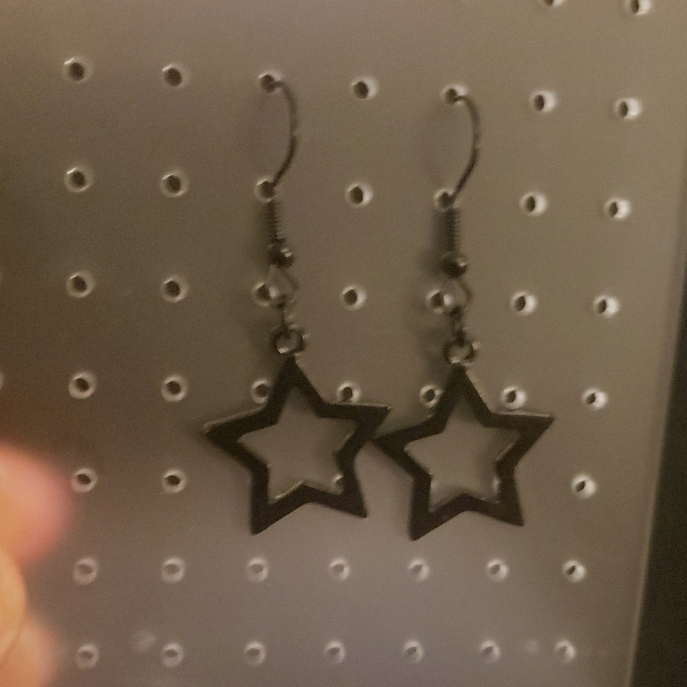 Black Star Dangle Earrings